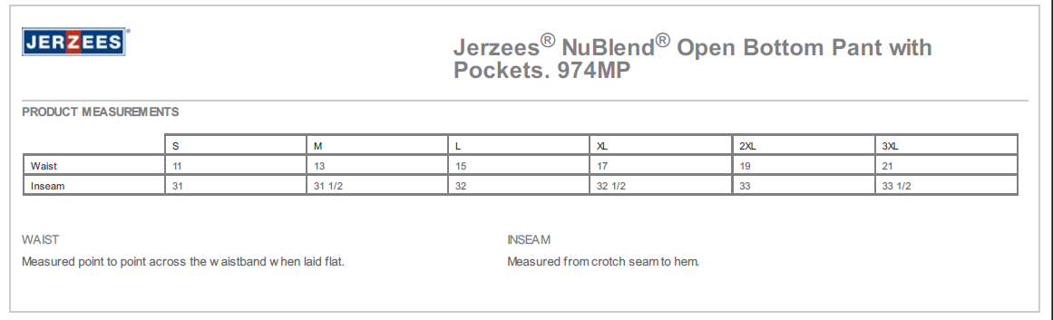 Jerzees Open Bottom Pant